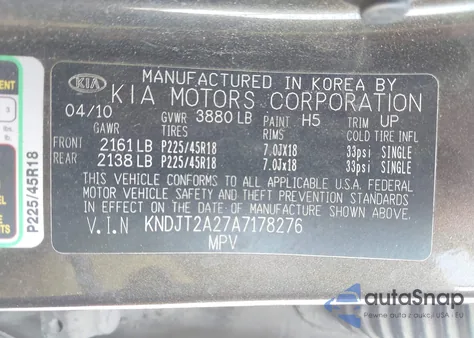 2010 Kia Soul ! из США, поврежденный, VIN KNDJT2A27A7178276